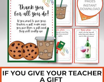 Printable Wenn Sie einem Lehrer einen Keks geben Vorschule Lehrer Wertschätzung Geschenk Kartenhalter Buch vom Schüler Klasse Geschenk Urlaub Weihnachten