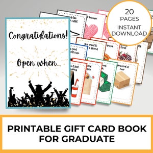 Libro de tarjetas de regalo imprimible, álbum de fotos de tarjetas de regalo, regalo de cumpleaños para una adolescente, regalo para un estudiante universitario, regalo de cumpleaños para una hija graduada