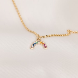 MINIMALISTIC Colorful RAINBOW NECKLACE Perfect For Layering - Dainty Gold Filled Charm Necklace