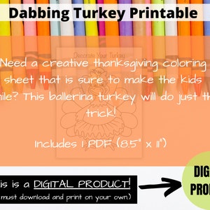 Ballerina Turkey Printable, Thanksgiving Coloring Sheet, Ballerina ...