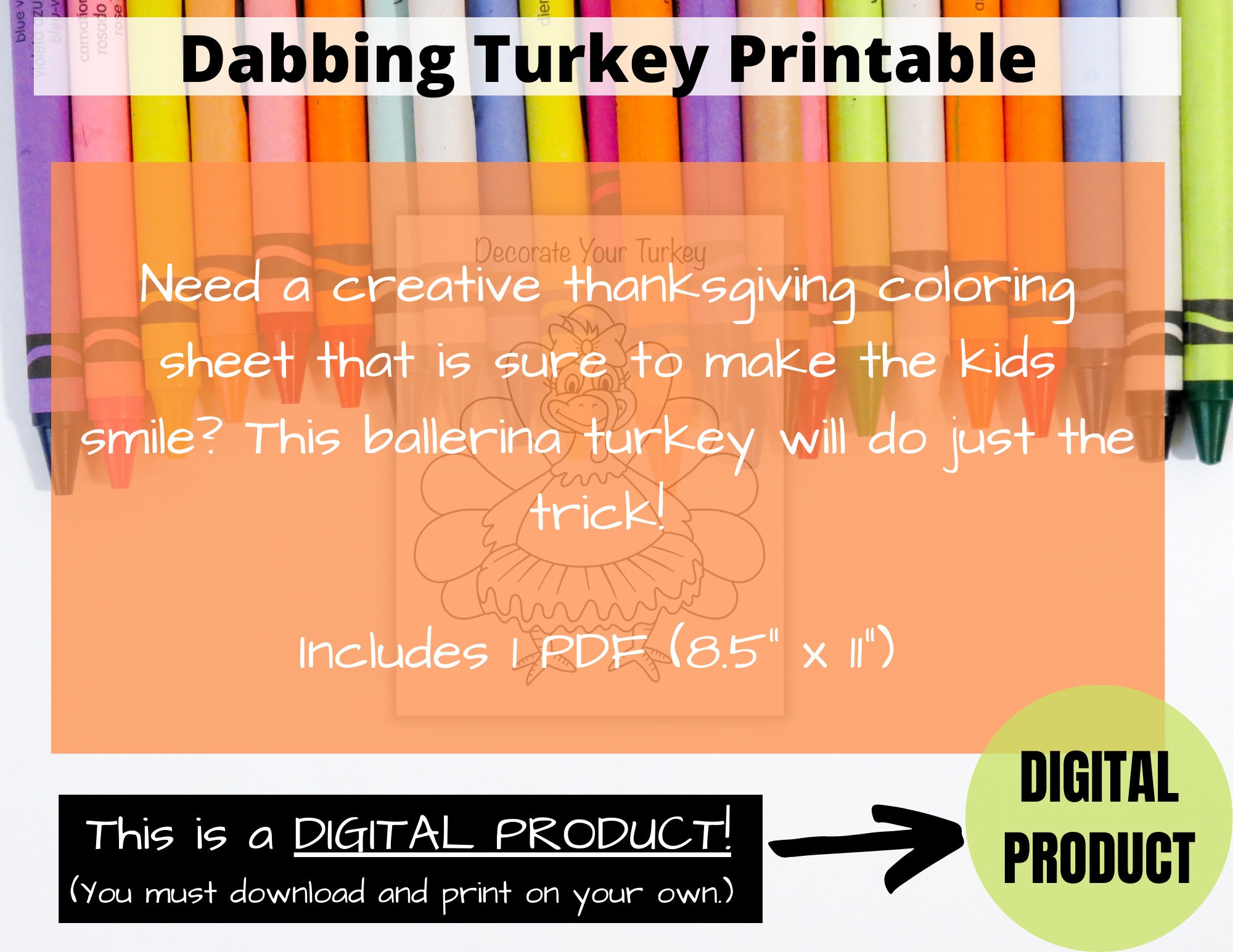 Ballerina Turkey Printable, Thanksgiving Coloring Sheet, Ballerina ...