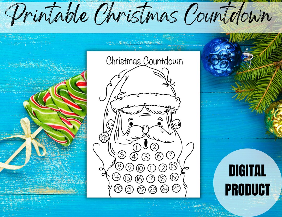 Printable Santa Countdown Christmas Countdown Christmas - Etsy