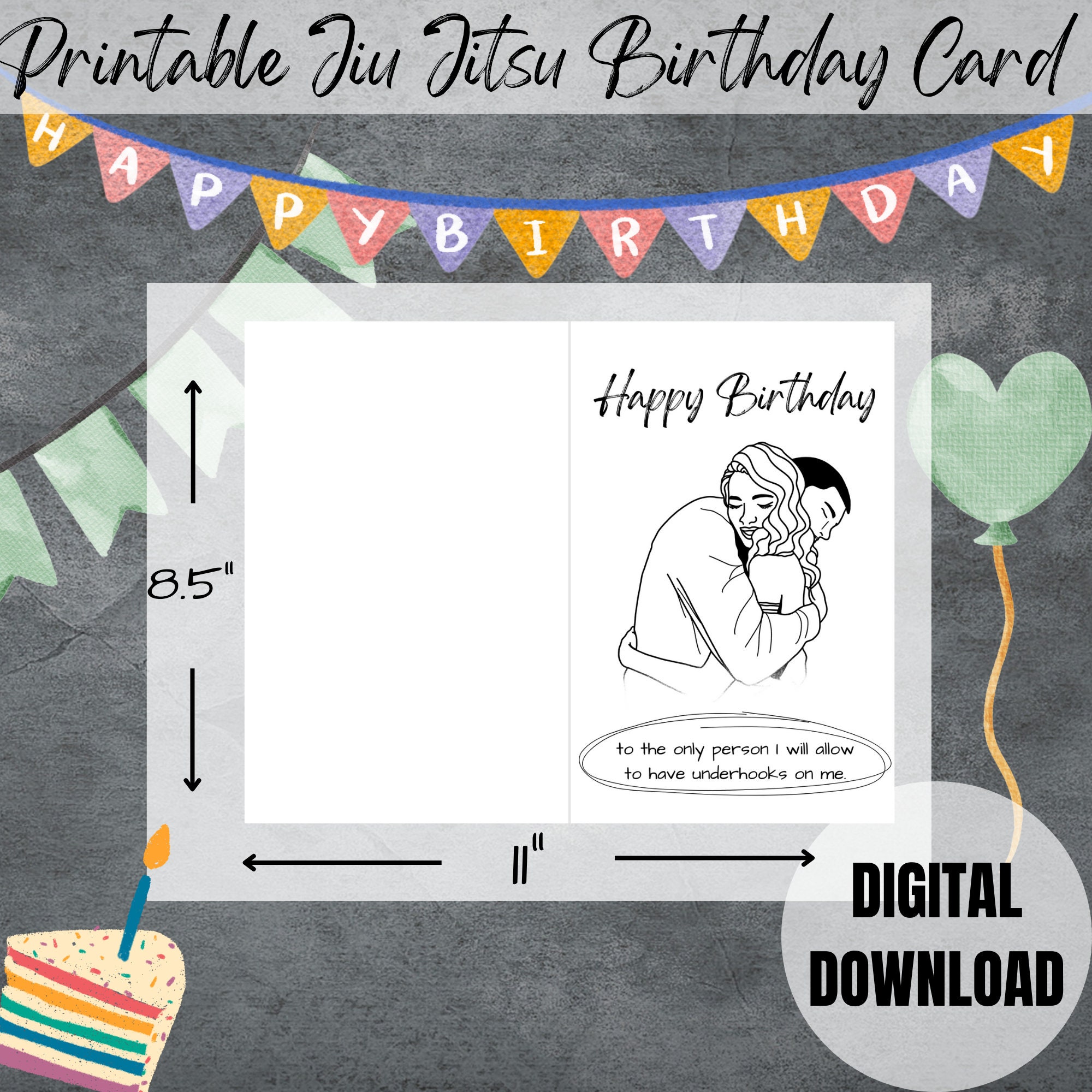 Printable Jiu Jitsu Birthday Card, Birthday Card to Wife/girlfriend