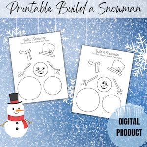 Printable Build a Snowman, Winter Activity for Kids, Winter Classroom Activity, Snowy Day Activity for Kids, Snowman Printable