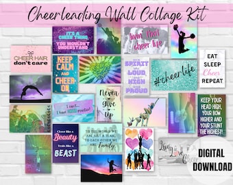 Cheerleading Wall Collage Kit, Teen Girl Room Decor (Digital Download)