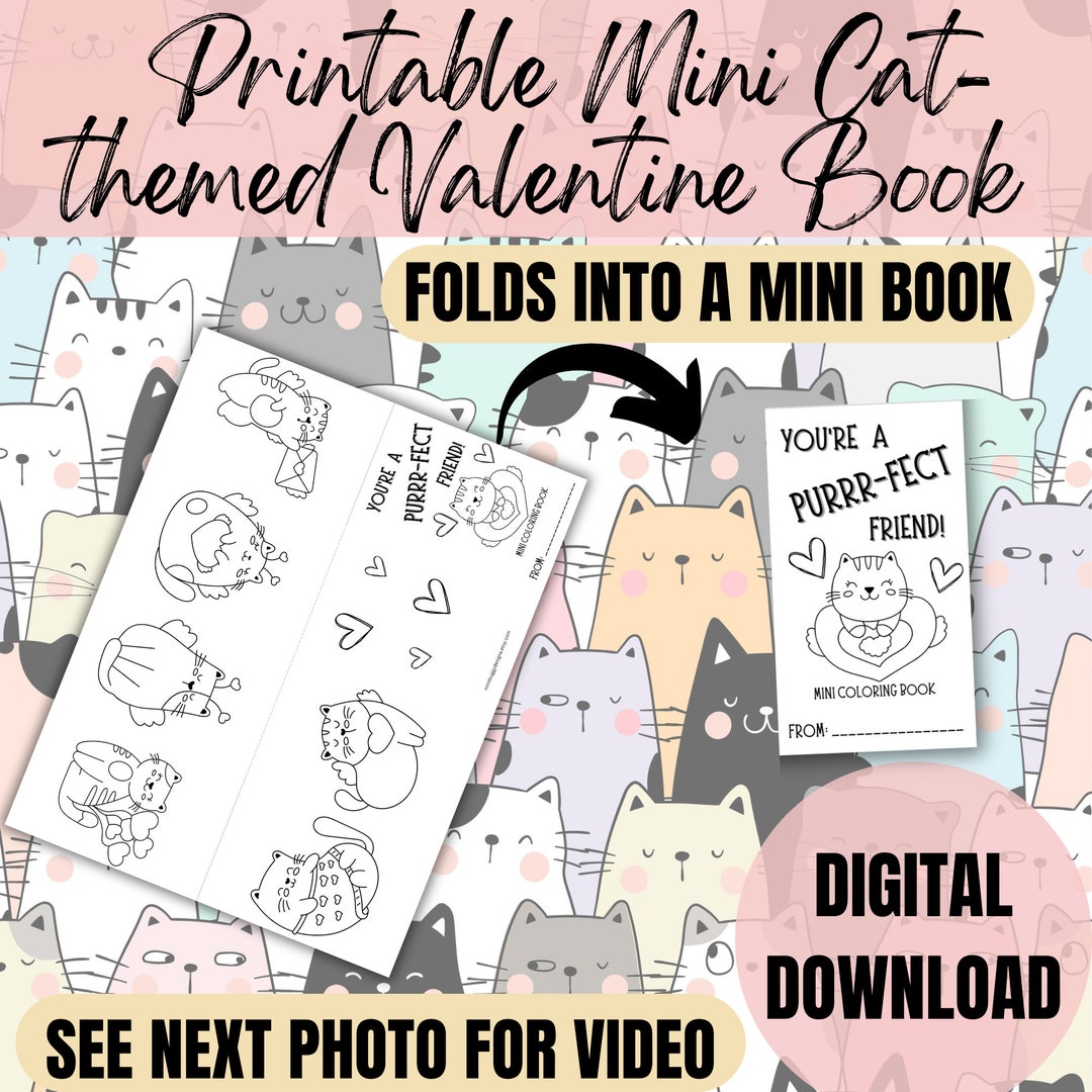 Printable Cat Themed Valentine Mini Book Cat Valentine Printable Cat Valentine s Classroom