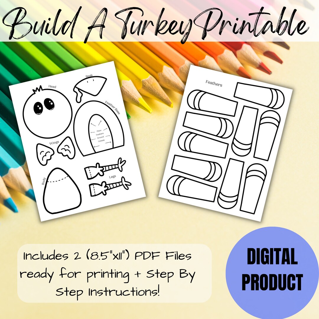 Printable Build A Turkey, Thanksgiving Turkey Craft, Turkey Coloring ...
