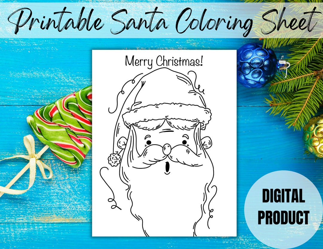 Printable Santa Coloring Sheet Christmas Printable Christmas - Etsy