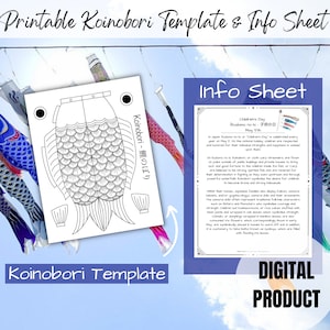 Printable Koinobori Template, Children&#39;s Day Printable, Children&#39;s Day Craft, Carp Streamer Template, Carp Streamer Craft