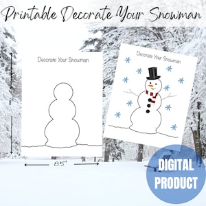 Decorate Your Snowman Printable, Snowman Template, Snowman Activity, Winter Classroom Activity, Winter Activity, Indoor Craft for Kids