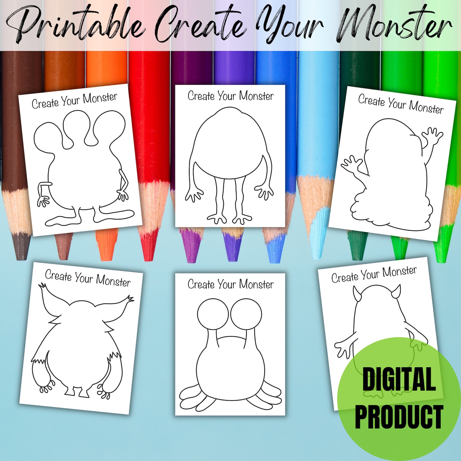 Printable Create Your Monster Template, Monster Party Coloring Sheets