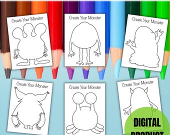 Printable Create Your Monster Template, Monster Party Coloring Sheets, Monster Activity for Kids, Create Your Own Monster, Worry Monster