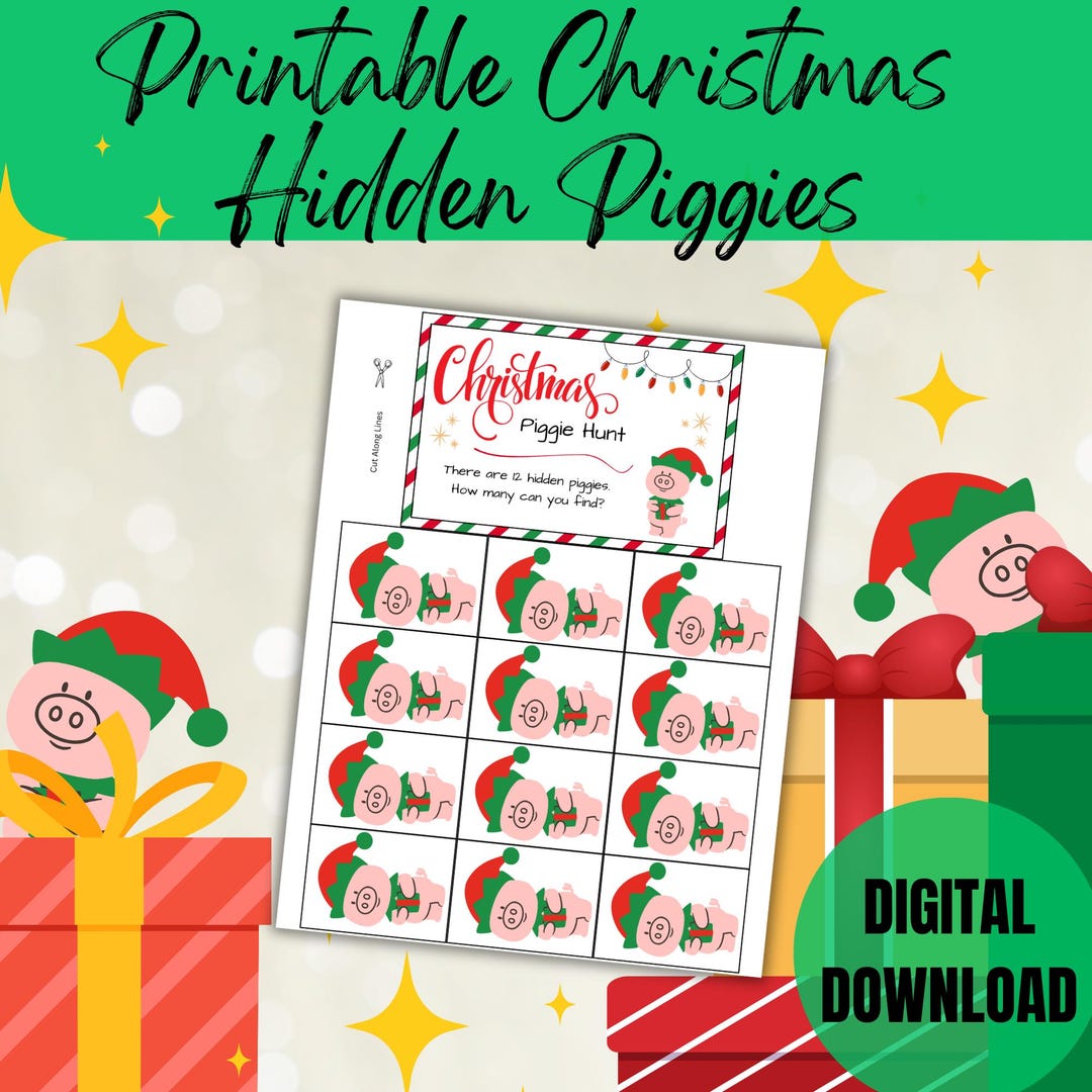 Printable Christmas Hidden Piggies, Printable Christmas Activity, Christmas Fun, Kids Christmas ...