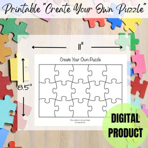 Printable Create Your Own Puzzle, Puzzle Craft, Puzzle Activity, Rainy Day Activity, Homeschool Activity, Classroom Puzzle Activity