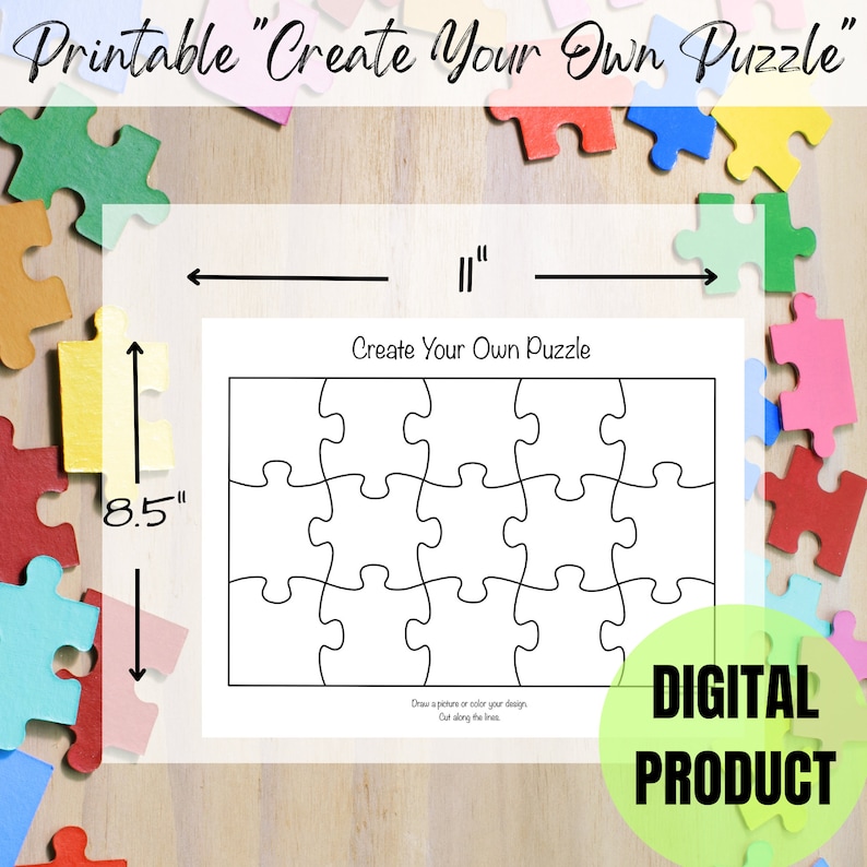 Printable Create Your Own Puzzle, Puzzle Craft, Puzzle Activity, Rainy