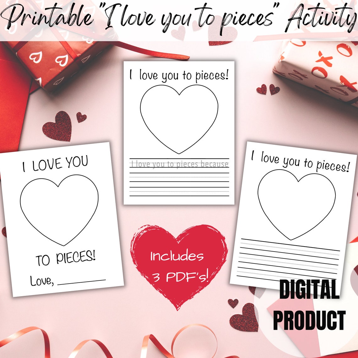 Printable i Love You to Pieces Activity, Valentine's Day Activity