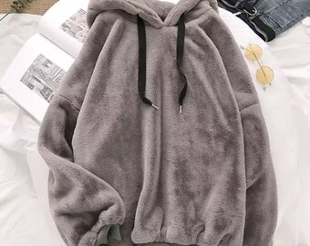 fluffy black hoodie
