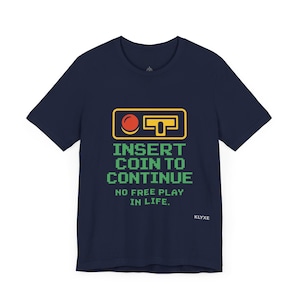Retro gamingshirt, insert Coin Arcade-T-shirt, gamercadeau, nostalgisch videogame-T-shirt, ontwerp zonder gratis spelen
