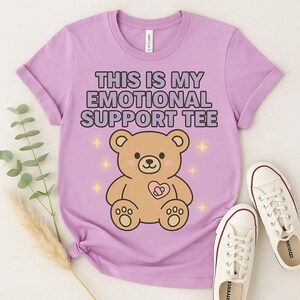 Y2K Shirt, Emotional Support Tee | Cute Cropped T-Shirt for Gen Z Girls | 2000s Aesthetic Festival Top, Cute Bear Graphic T-Shirt,