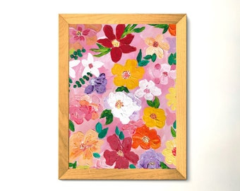 Bloemenfeest | Kunst aan de muur | Kunstafdruk | Woondecoratie | Getextureerd bloemmotief | Bloemenliefhebbers
