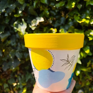 Abstract Art Hand Painted Pot | Indoor and Outdoor Planter Pot | Perfect Gifts | Flower Pot | Bright Color Planter Pot