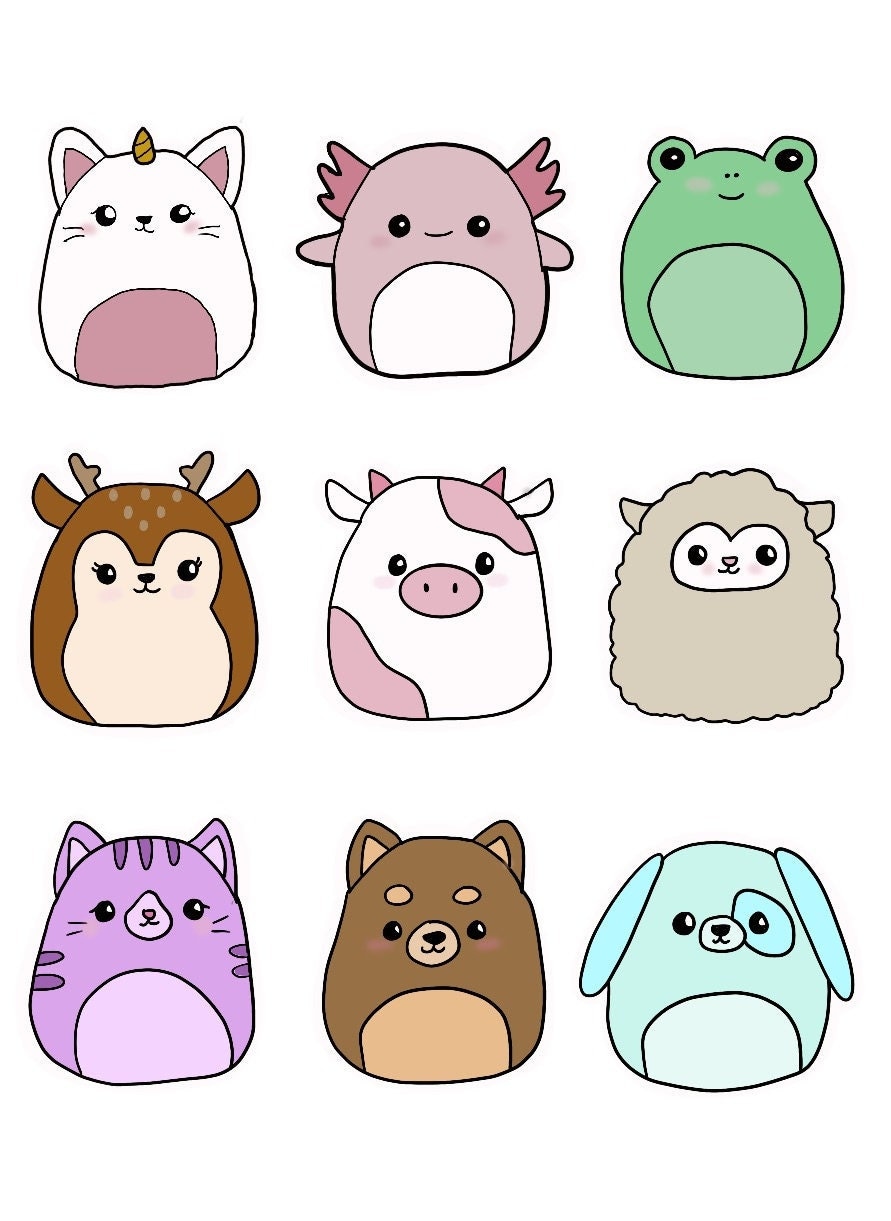 9 Squishmallow Vinyl Stickers