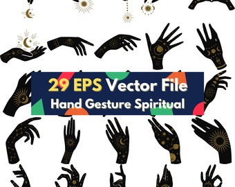 Hand Gesture Clipart: Spiritual Astrology Vectors (AI, EPS, PNG)