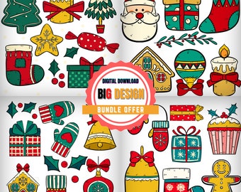 Christmas Clipart Bundle: 238 png, svg, eps, psd (Digital Download)