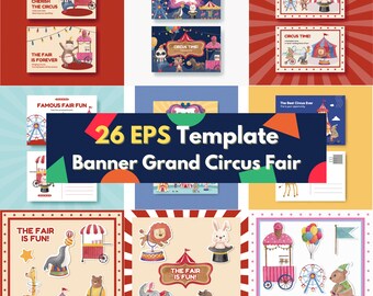 BIG digital download 26 EPS bundle layered file editable circus theme illustration drawing children clipart commercial template design art