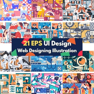 BIG digital 21 EPS bundle abstract illustration element Picasso pattern design background flat character advertise pattern image UI design