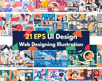 BIG digital 21 EPS bundle abstract illustration element Picasso pattern design background flat character advertise pattern image UI design