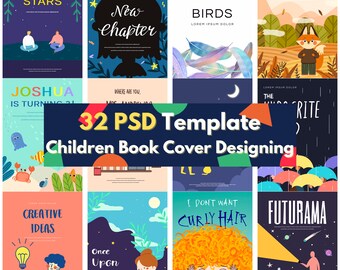 Children's Book Cover Templates: 32 PSD Designs (Digital Download)