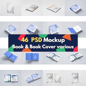 BIG digital download 46 PSD bundle file book Mockup in scenario open magazine Mockup file folder Mockup blank book Mockup book page template