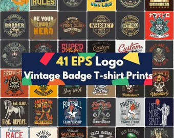 BIG digital download AI/ EPS layers file editable layers for Adobe Illustrator vintage logo badges retro style graphic bundles T-shirt print
