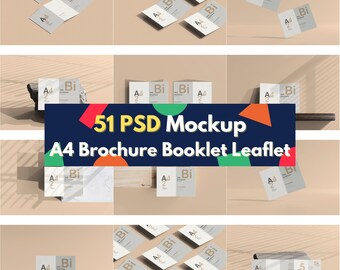 BIG digital download 51 PSD bundle layered file editable Mockup brochure booklet advertising leaflet circular pamphlet flyer mockup template