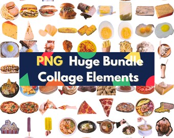 BIG digital download PNG file Adobe Photoshop Illustrator- collage element clipart illustration bundle offer-animal/building/body parts/food
