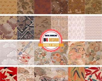 BIG digital download 307 JPG bundle offer Japanese Ukiyoe retro pattern background textile prints design fabric pattern floral plant element
