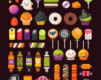 Halloween Candy Clipart: PNG, PSD, AI (Digital Download)