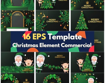 BIG digital download 17 EPS bundle editable printable Christmas ad commercial festival banner ecommerce adverting Xmas element item template