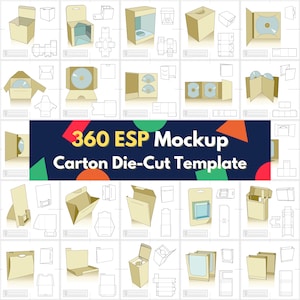 BIG download 360 EPS bundle digital die-cut Mockup commercial carton box packaging die cut template 3d customization mock-up Vector image