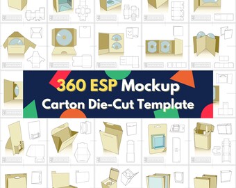 BIG download 360 EPS bundle digital die-cut Mockup commercial carton box packaging die cut template 3d customization mock-up Vector image