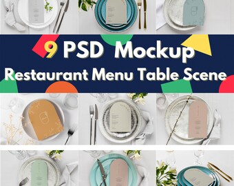 BIGdigital download 9 PSD bundle file editable restaurant menu Mockup in scenario wedding menu Mockup greeting card Mockup stationary Mockup
