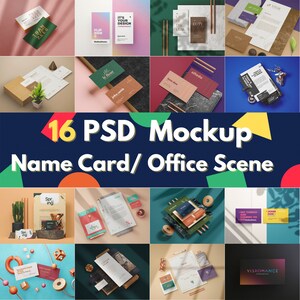 GRAN descarga digital 16 PSD paquete archivo editable tarjeta de nombre Mockup tarjeta de visita Mockup en tarjeta de escenario Mockup Flyer Mockup tamaño A4 Mockup
