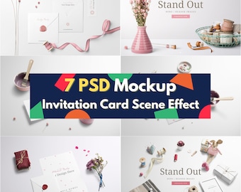 Wedding Invitation Mockup Bundle: 7 PSD Files (Digital Download)