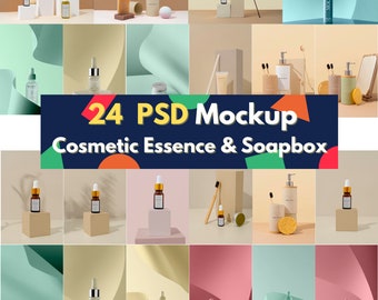 BIG digital download 13 PSD bundle file editable beauty product Mockup in scenario skincare Mockup facial essence Mockup facial serum Mockup