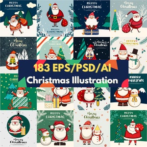 GRAN descarga digital 183 enorme paquete de archivos en capas ai/eps/psd Ilustración de tarjeta de Navidad Diseño de elementos de Navidad cartel comercial tarjeta de felicitación