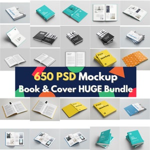 BIG digital download 650 PSD bundle file book Mockup in scene open book magazine Mockup book cover Mockup blank book Mockup book page Mockup