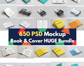 Book Mockup PSD Bundle (650 Files) Digital Download