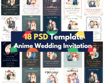 BIG digital download PSD layers file editable layers for Adobe Photoshop-bundle wedding invitation template romance love amine design cute
