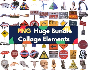 BIG digital download PNG file Adobe Photoshop Illustrator- collage element clipart illustration bundle offer-Landscapes/People Modern/Object